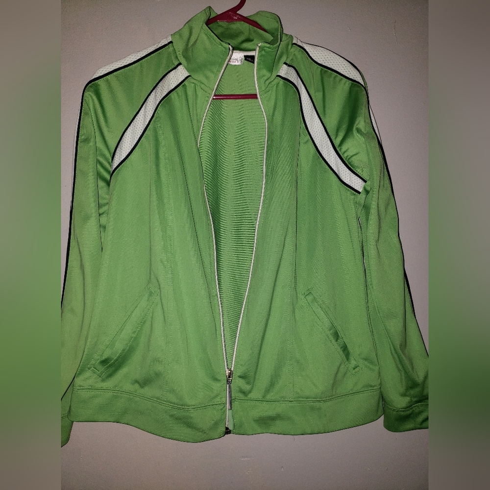 Oleg Cassini Sport jacket womens green medium full front zip